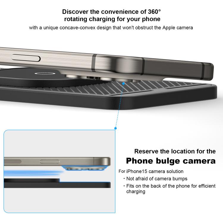 Car Magnetic Avoid Camera Wireless Charging Anti-slip Pad, USB Interface 1m, TYPE-C Interface 1m, USB Interface 0.3m, TYPE-C interface 0.3m