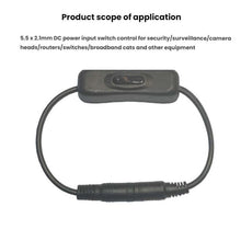 Load image into Gallery viewer, 2pcs 5.5x2.1mm Male Female Connection Cable DC Switch Cable 304 Switch Power Cable, Key switch(Black)