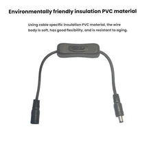 Load image into Gallery viewer, 2pcs 5.5x2.1mm Male Female Connection Cable DC Switch Cable 304 Switch Power Cable, Key switch(Black)