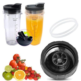 For Ninja BL480 Juicer 5 In 1 Accessories, 2pcs 24 oz Cups+7-Pages Knife Holder+2 Lids