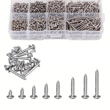 Load image into Gallery viewer, 800pcs /Set Metric M2 Carbon Steel Phillips Self-Drilling Screw Kit, 800pcs /Set Round Head, 800pcs /Set Flat Head