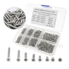 Load image into Gallery viewer, 800pcs /Set Metric M2 Carbon Steel Phillips Self-Drilling Screw Kit, 800pcs /Set Round Head, 800pcs /Set Flat Head
