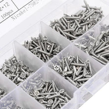 Load image into Gallery viewer, 800pcs /Set Metric M2 Carbon Steel Phillips Self-Drilling Screw Kit, 800pcs /Set Round Head, 800pcs /Set Flat Head