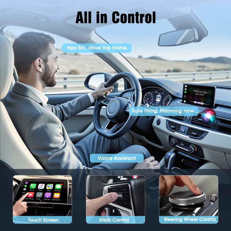 Wired To wireless CarPlay Adapter For Car Connectivity, Mini Square