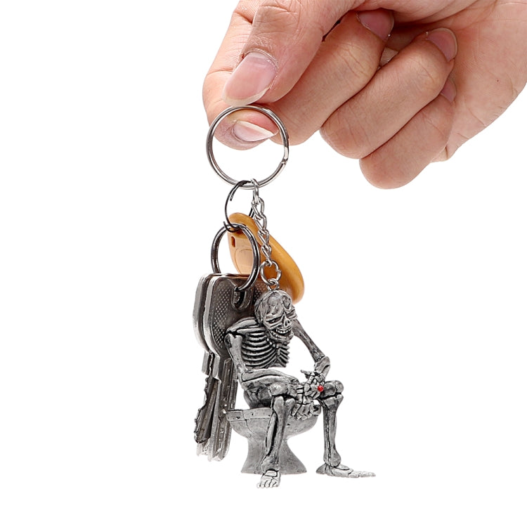 Car Key Rings Toilet Skulls Keychain Cool Purse Bag Decor Key Chain Rubber Mini Auto Keyfob Car Styling Interior Accessories, Skull Shape