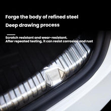 Load image into Gallery viewer, For Tesla 2024+ Model 3 Highland Stainless Steel Trunk Sill Guard, Carbon Fiber Texture, Black Brushed Finish, Silver
