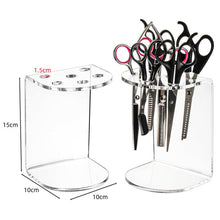 Load image into Gallery viewer, 6-Hole Acrylic Scissor Barber Tool Storage Display Stand, 1pc, 2pcs