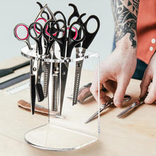 Load image into Gallery viewer, 6-Hole Acrylic Scissor Barber Tool Storage Display Stand, 1pc, 2pcs
