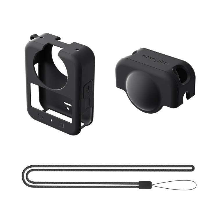 For DJI Osmo 360 Camera aMagisn Silicone Body Cover Set with Lens Cap & Neck Lanyard