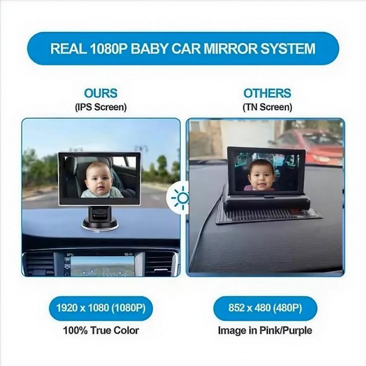 4.3 inch HD 1080P Car Baby Monitor, With USB