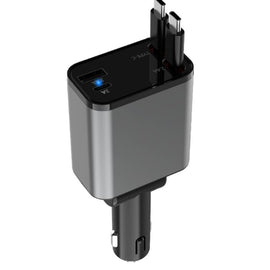 PD30W Car Charger With Retractable Cable, TYPE-C+8 Pin, TYPE-C+TYPE-C, 8 Pin+8 Pin
