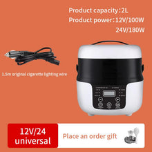 Load image into Gallery viewer, 12V-24V 2L Car-Mounted Push-Button Rice Cooker, English, English + Battery Cable, Russian, Russian + Battery Cable