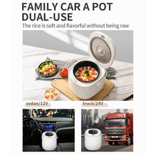 Load image into Gallery viewer, 12V-24V 2L Car-Mounted Push-Button Rice Cooker, English, English + Battery Cable, Russian, Russian + Battery Cable