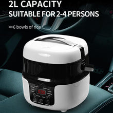 Load image into Gallery viewer, 12V-24V 2L Car-Mounted Push-Button Rice Cooker, English, English + Battery Cable, Russian, Russian + Battery Cable
