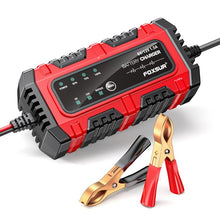 Load image into Gallery viewer, FOXSUR Smart 6V/12V 1.5A Battery Charger 4AH-30AH Lead Acid Battery Maintainer For Motorcycle/Car/ATV, EU Plug, US Plug, UK Plug