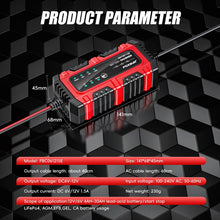 Load image into Gallery viewer, FOXSUR Smart 6V/12V 1.5A Battery Charger 4AH-30AH Lead Acid Battery Maintainer For Motorcycle/Car/ATV, EU Plug, US Plug, UK Plug