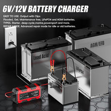 Load image into Gallery viewer, FOXSUR Smart 6V/12V 1.5A Battery Charger 4AH-30AH Lead Acid Battery Maintainer For Motorcycle/Car/ATV, EU Plug, US Plug, UK Plug