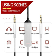Load image into Gallery viewer, For Logitech Astro A10 / A40 Headset Gaming Headset 2m Braided Audio Cable, Silver Plug Straight Through, Silver Plug Wired Controller, Black Plug Wired Controller