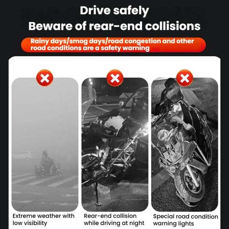 Car Solar-Powered Anti-Collision Warning Light Motorcycle Wireless LED Rear Tail Light, 2pcs