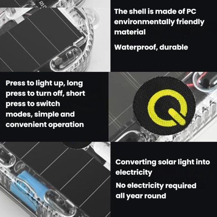 Car Solar-Powered Anti-Collision Warning Light Motorcycle Wireless LED Rear Tail Light, 2pcs