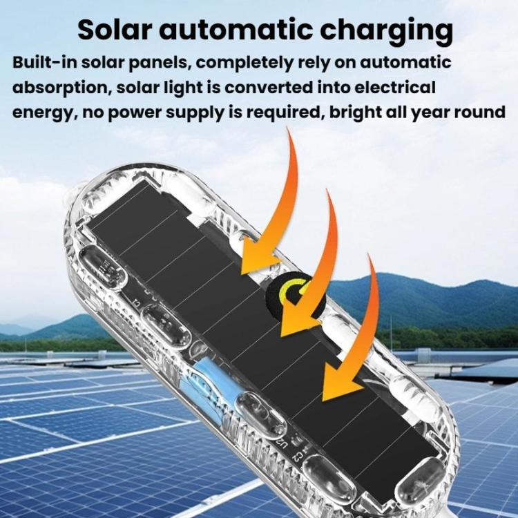 Car Solar-Powered Anti-Collision Warning Light Motorcycle Wireless LED Rear Tail Light, 2pcs