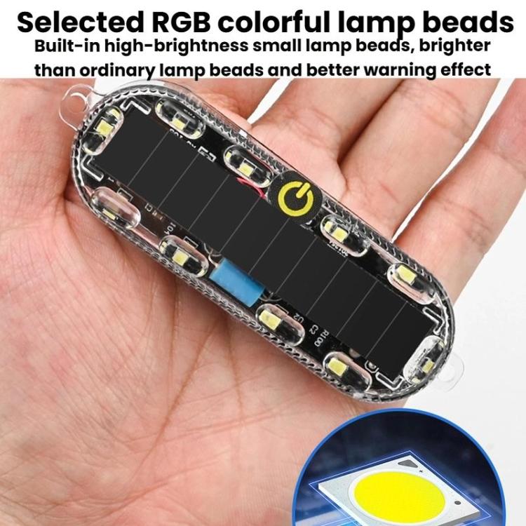 Car Solar-Powered Anti-Collision Warning Light Motorcycle Wireless LED Rear Tail Light, 2pcs
