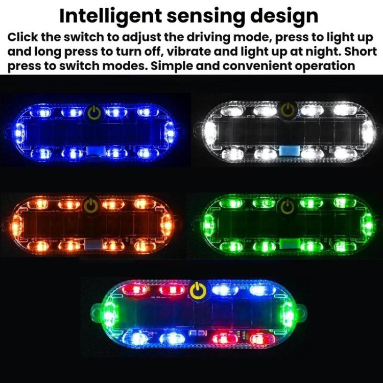 Car Solar-Powered Anti-Collision Warning Light Motorcycle Wireless LED Rear Tail Light, 2pcs