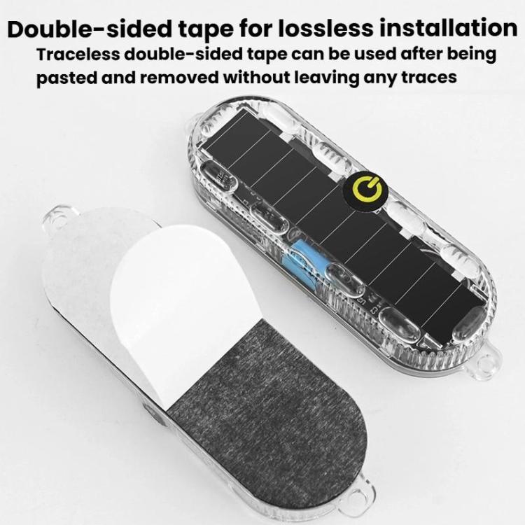 Car Solar-Powered Anti-Collision Warning Light Motorcycle Wireless LED Rear Tail Light, 2pcs