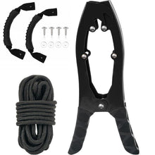 Load image into Gallery viewer, Canoe/Kayak Self-Locking Stainless Steel Anchor Clamp With Toothed Jaws, Black, Black + Metal Buckle, Black + Kayak Handrail, Black + Metal Buckle + Kayak Handrail