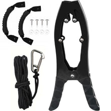 Load image into Gallery viewer, Canoe/Kayak Self-Locking Stainless Steel Anchor Clamp With Toothed Jaws, Black, Black + Metal Buckle, Black + Kayak Handrail, Black + Metal Buckle + Kayak Handrail