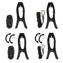 Load image into Gallery viewer, Canoe/Kayak Self-Locking Stainless Steel Anchor Clamp With Toothed Jaws, Black, Black + Metal Buckle, Black + Kayak Handrail, Black + Metal Buckle + Kayak Handrail