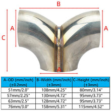 Load image into Gallery viewer, Y-type Three-way Connector For Stainless Steel Exhaust Pipes, 51mm, 57mm, 63mm, 76mm