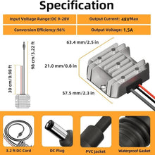 Load image into Gallery viewer, Power Converter Voltage Booster, 12V / 24V To 48V 1.5A With 1m DC Cable, 12V / 24V To 48V 1.5A With 1m DC Cable Clips