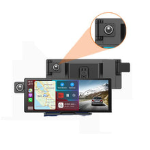 Load image into Gallery viewer, Voice-Controlled CarPlay With Split-Screen Dual-Camera Dashcam, Front Camera + Interior View, With Rear View Camera