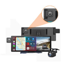 Load image into Gallery viewer, Voice-Controlled CarPlay With Split-Screen Dual-Camera Dashcam, Front Camera + Interior View, With Rear View Camera