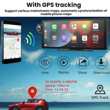 Load image into Gallery viewer, Voice-Controlled CarPlay With Split-Screen Dual-Camera Dashcam, Front Camera + Interior View, With Rear View Camera
