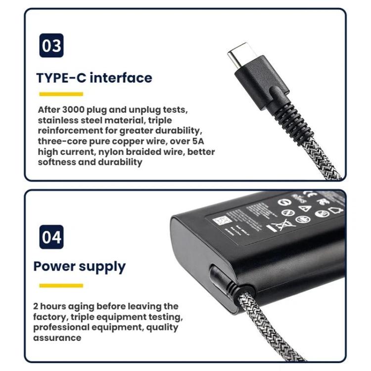 Type-C Super Fast Charge PD Charger For HP Laptops, 65W 20V-3.25A, 90W 20V-4.5A