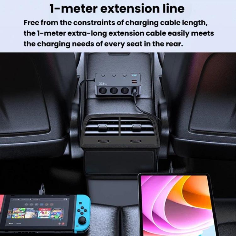 226W 3 In 1 Car Cigarette Lighter Digital Display PD Fast-Charging Car Charger, C33