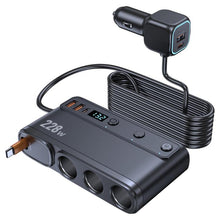 Load image into Gallery viewer, 228W Car Cigarette Lighter Retractable Cable 3 In 1 Fast-Charging Car Charger With Independent Switches, C35L