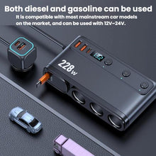 Load image into Gallery viewer, 228W Car Cigarette Lighter Retractable Cable 3 In 1 Fast-Charging Car Charger With Independent Switches, C35L