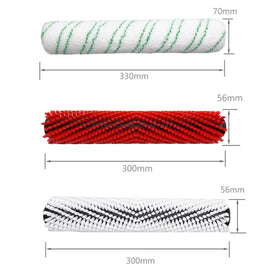 Floor Scrubber Roller Brush Replacement Part For Karcher BR30/4C, White Soft Bristle Brush, Red Neutral Brush, Double Green Microfiber Brush