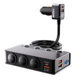 Car Cigarette Lighter 3 In 1 Car Charger With Switches Voltage Display Multiple Ports, TR51