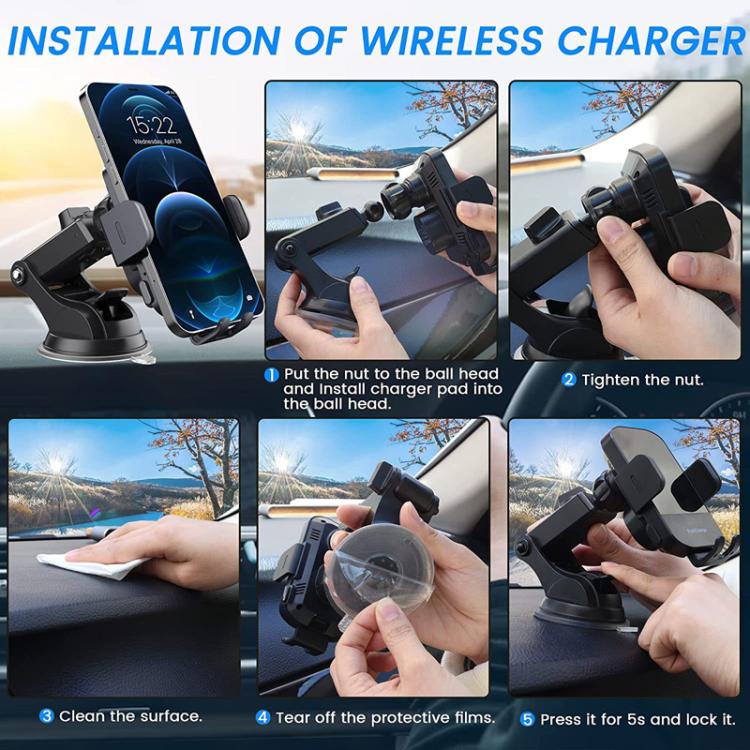 5W-15W Air Vent Car Wireless Charging Mount Smart Sensor Mount For Phone Charging, M15A
