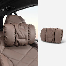 Load image into Gallery viewer, Car Stain-Resistant Leather Headrest Car Neck Pillow Lumbar Cushion Set, Headrest Black, Headrest Brown, Headrest Red, Backrest Black, Backrest Brown, Backrest Red, Headrest+Backrest Black, Headrest+Backrest Brwon, Headrest+Backrest Red