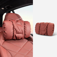 Load image into Gallery viewer, Car Stain-Resistant Leather Headrest Car Neck Pillow Lumbar Cushion Set, Headrest Black, Headrest Brown, Headrest Red, Backrest Black, Backrest Brown, Backrest Red, Headrest+Backrest Black, Headrest+Backrest Brwon, Headrest+Backrest Red