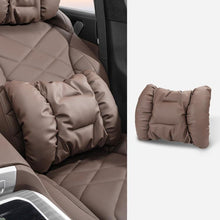 Load image into Gallery viewer, Car Stain-Resistant Leather Headrest Car Neck Pillow Lumbar Cushion Set, Headrest Black, Headrest Brown, Headrest Red, Backrest Black, Backrest Brown, Backrest Red, Headrest+Backrest Black, Headrest+Backrest Brwon, Headrest+Backrest Red