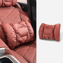 Load image into Gallery viewer, Car Stain-Resistant Leather Headrest Car Neck Pillow Lumbar Cushion Set, Headrest Black, Headrest Brown, Headrest Red, Backrest Black, Backrest Brown, Backrest Red, Headrest+Backrest Black, Headrest+Backrest Brwon, Headrest+Backrest Red