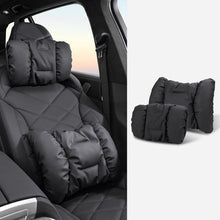 Load image into Gallery viewer, Car Stain-Resistant Leather Headrest Car Neck Pillow Lumbar Cushion Set, Headrest Black, Headrest Brown, Headrest Red, Backrest Black, Backrest Brown, Backrest Red, Headrest+Backrest Black, Headrest+Backrest Brwon, Headrest+Backrest Red