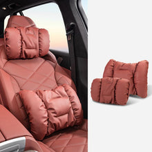 Load image into Gallery viewer, Car Stain-Resistant Leather Headrest Car Neck Pillow Lumbar Cushion Set, Headrest Black, Headrest Brown, Headrest Red, Backrest Black, Backrest Brown, Backrest Red, Headrest+Backrest Black, Headrest+Backrest Brwon, Headrest+Backrest Red