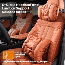 Load image into Gallery viewer, Car Stain-Resistant Leather Headrest Car Neck Pillow Lumbar Cushion Set, Headrest Black, Headrest Brown, Headrest Red, Backrest Black, Backrest Brown, Backrest Red, Headrest+Backrest Black, Headrest+Backrest Brwon, Headrest+Backrest Red